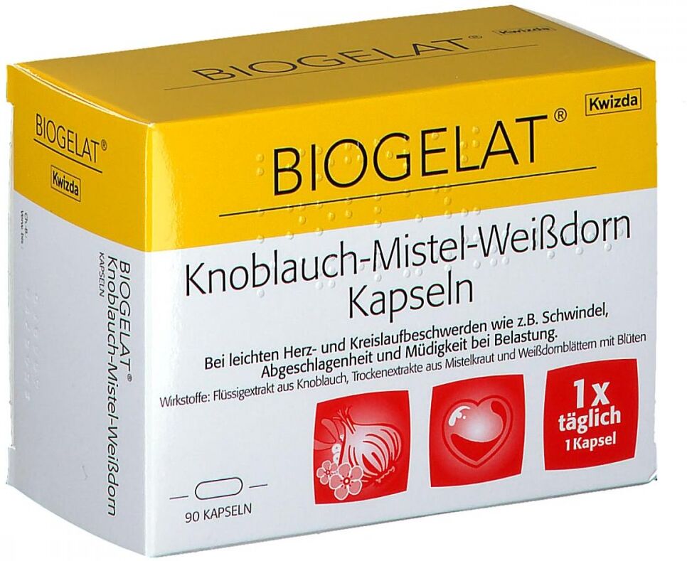 BIOGELAT Knoblauch Mistel Weißdorn Kapseln 90stk