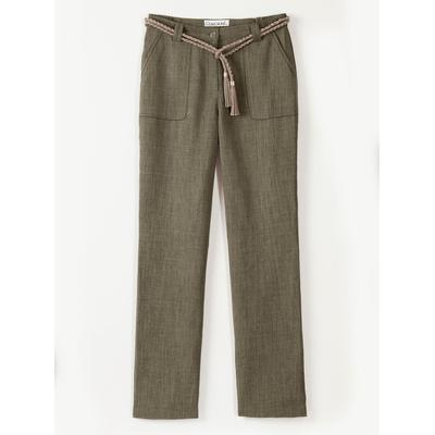 Palazzohose, Damen, Gr. 44, Normalgrößen, grün (oliv), 100% Polyester, unifarben, lang, Hosen Palazzohose