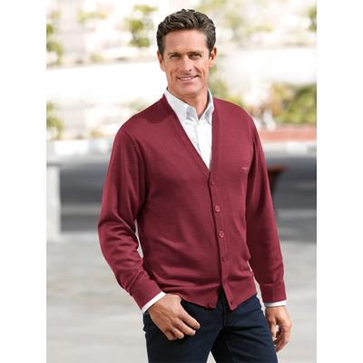 Cardigan MARCO DONATI, Herren, Gr. 50, rot (bordeaux), 100% Schurwolle, unifarben, Strickjacken