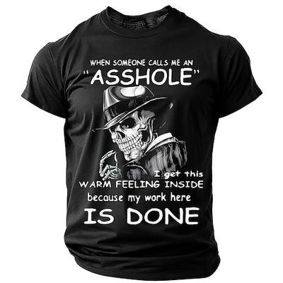 Herren Lustiges Graphic T-Shirt Meine Arbeit ist erledigt Totenkopf Tee für Arbeits- und Bürohumor