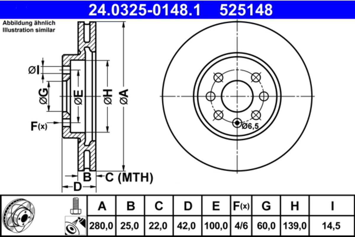 Bremsscheibe ATE PowerDisc 24.0325-0148.1, 1 Stück