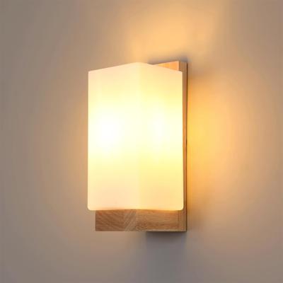Friendly Fresh Finds Wooden Nordic Wall Sconce Modern LED Glass Shade Lamp For Home Decor b