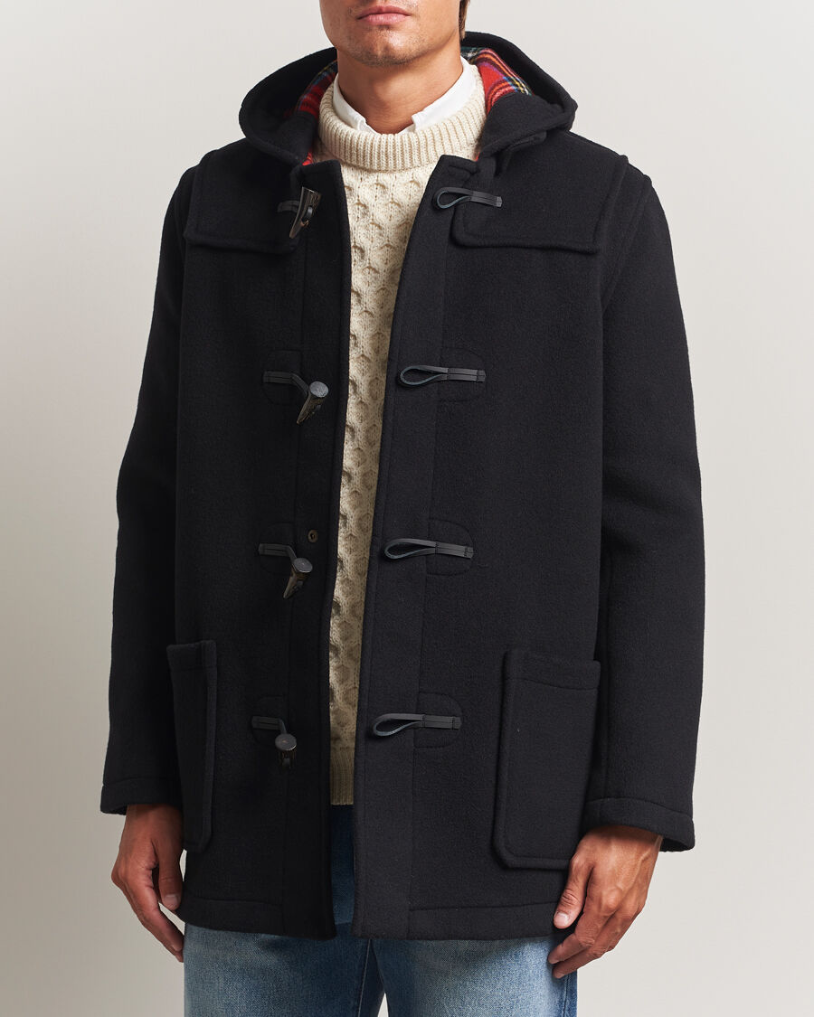 Gloverall Mid Length Duffle Coat Black/Royal Stewart men L Sort
