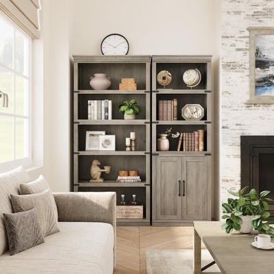 Garvee 5 Tier Book Shelf, Farmhouse Book Case with Cabinet, Tall Book Shelf with Storage Doors