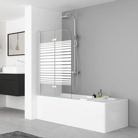 Duschwand Badewanne 100x140cm - 2-teilige Faltwand mit Milchglas und Nano-Beschichtung