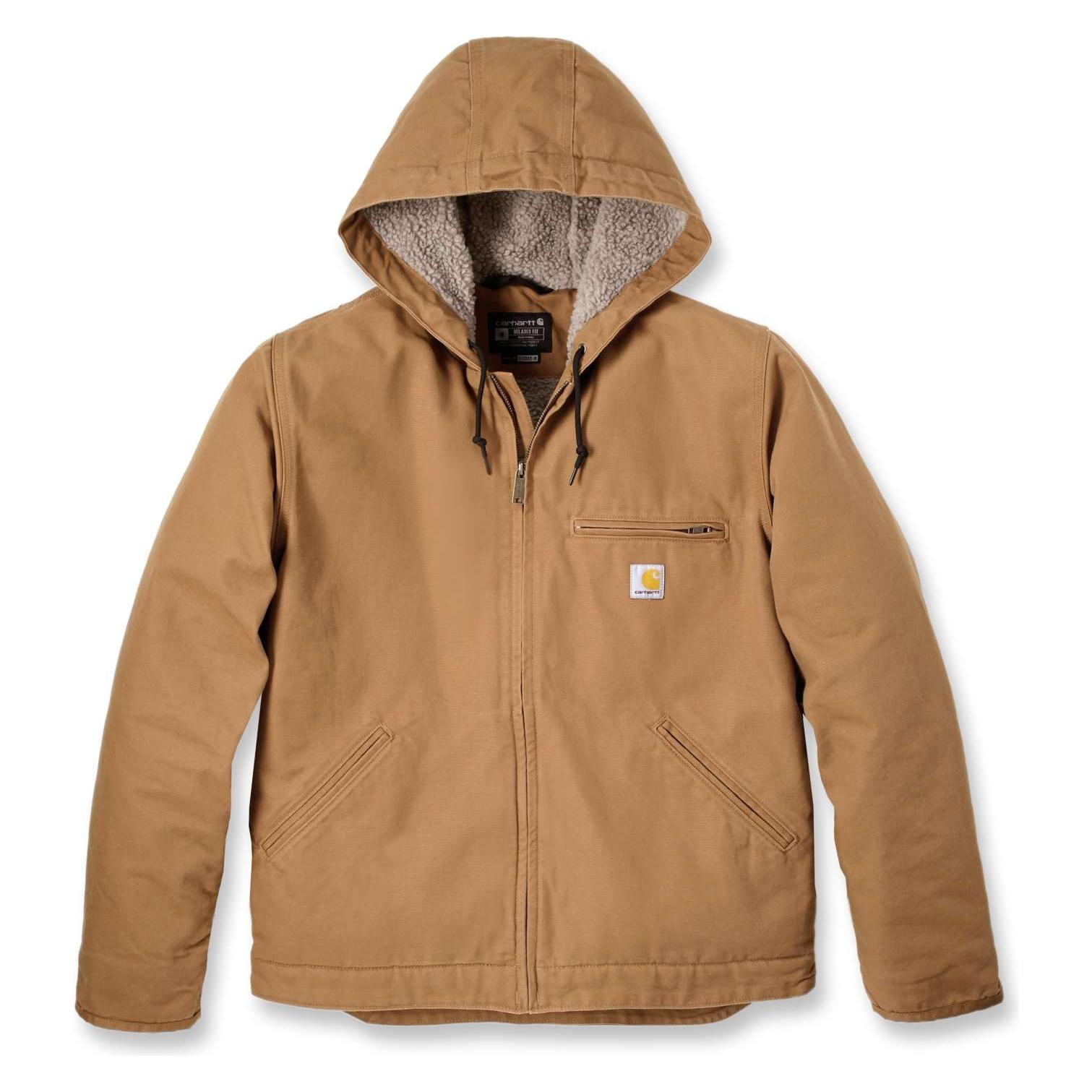 Carhartt Braune Jacke mit Sherpa-Futter aus gewaschener Ente (L) (104392-BRN)