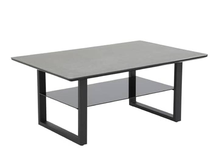 Hela Tische, Couchtisch, Glascouchtisch Arne,Glasplatte 8mm Keramikoptik, Kufengestell, 105x70cm