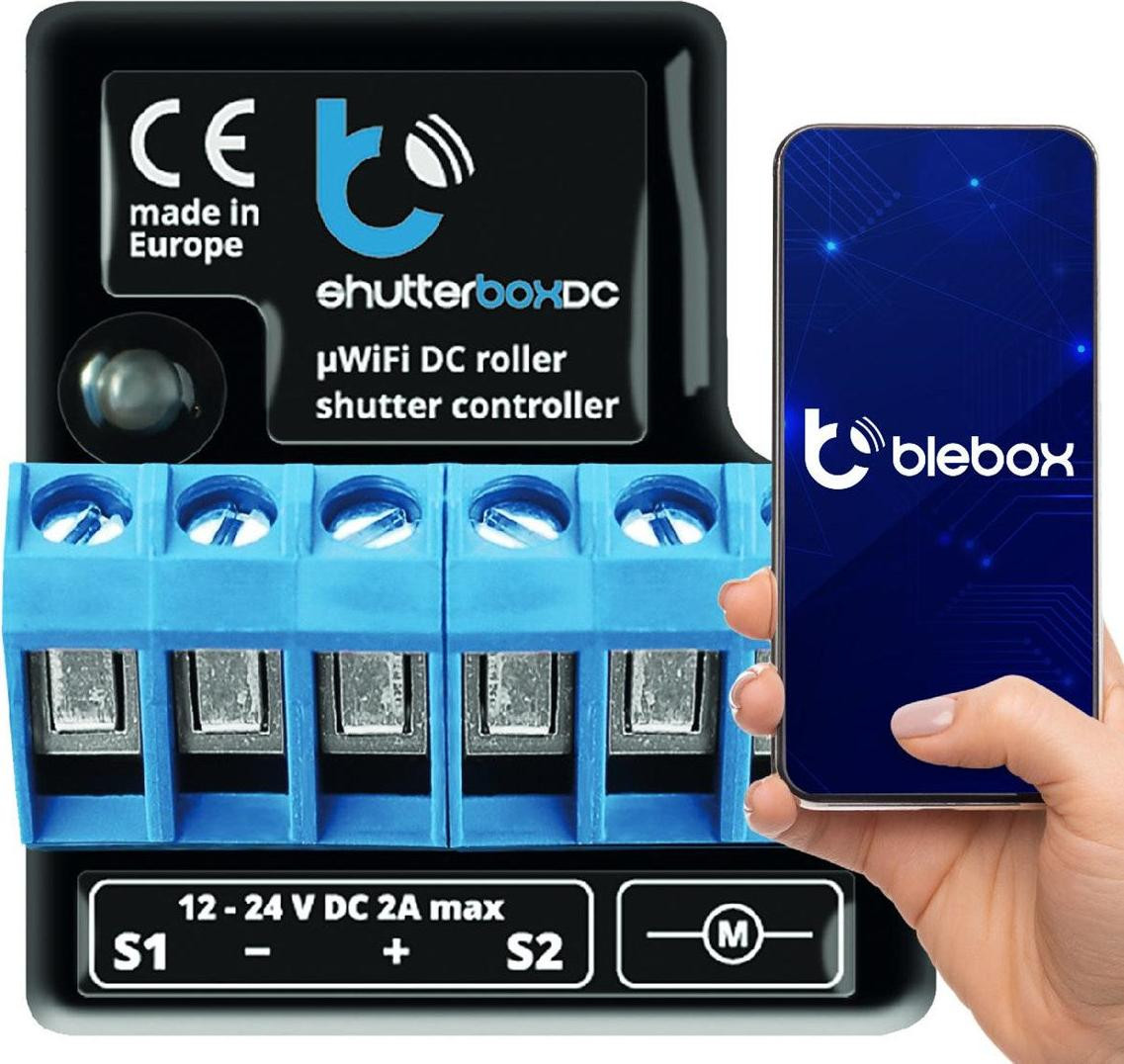 BleBox shutterBoxDC v2 WiFi I/O module met 2 binaire ingangen en 2 relaisuitgangen (230V)