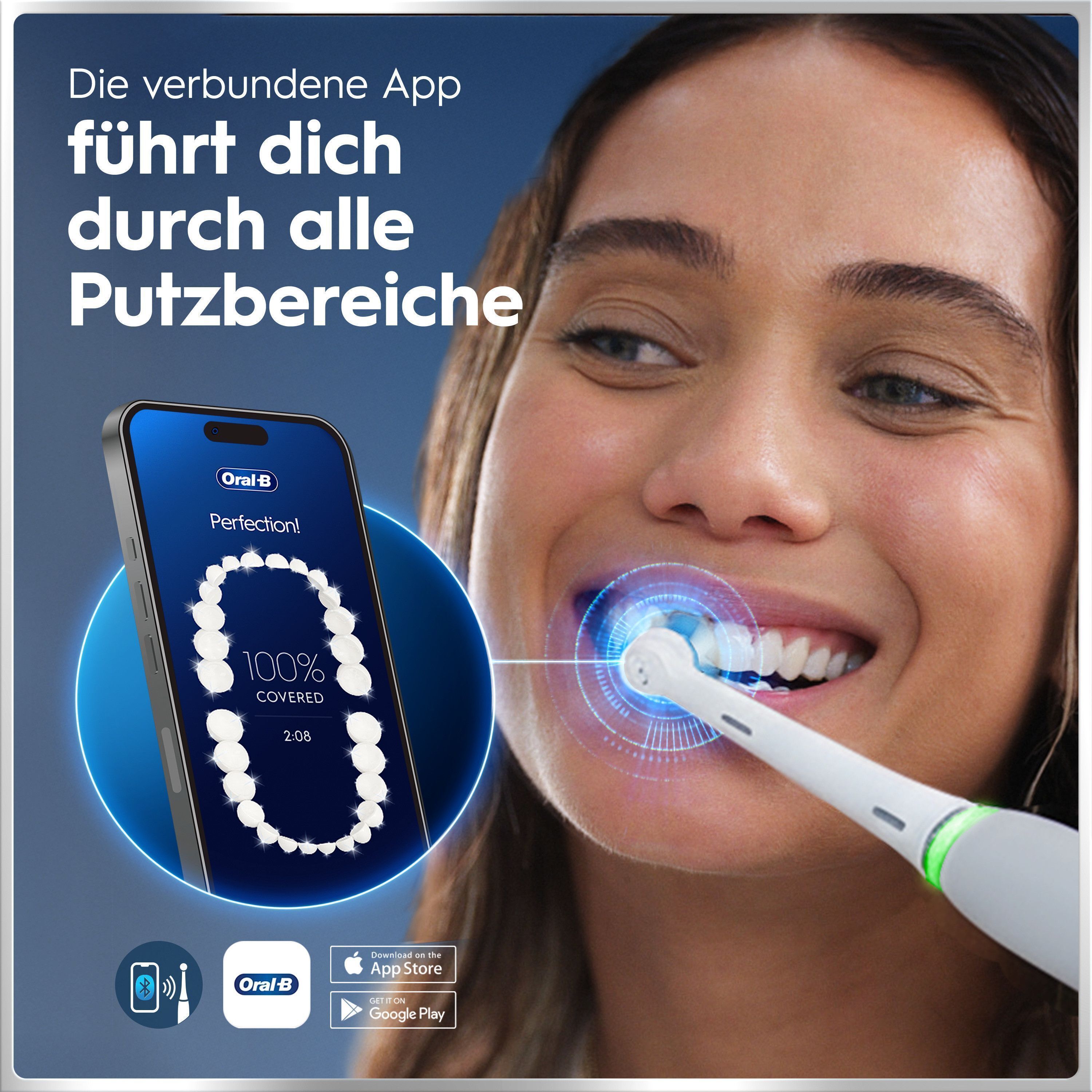 Elektrische Zahnbürste ORAL-B "iO 6", grau (grau opal), ElektrozahnbürstenB:3cm H:25cm T:3cm, Elektrische Zahnbürste, mit Magnet-Technologie, Display, 5 Putzmodi, Reiseetui, B:3cm H:25cm T:3cm grau opal Einheitsgröße