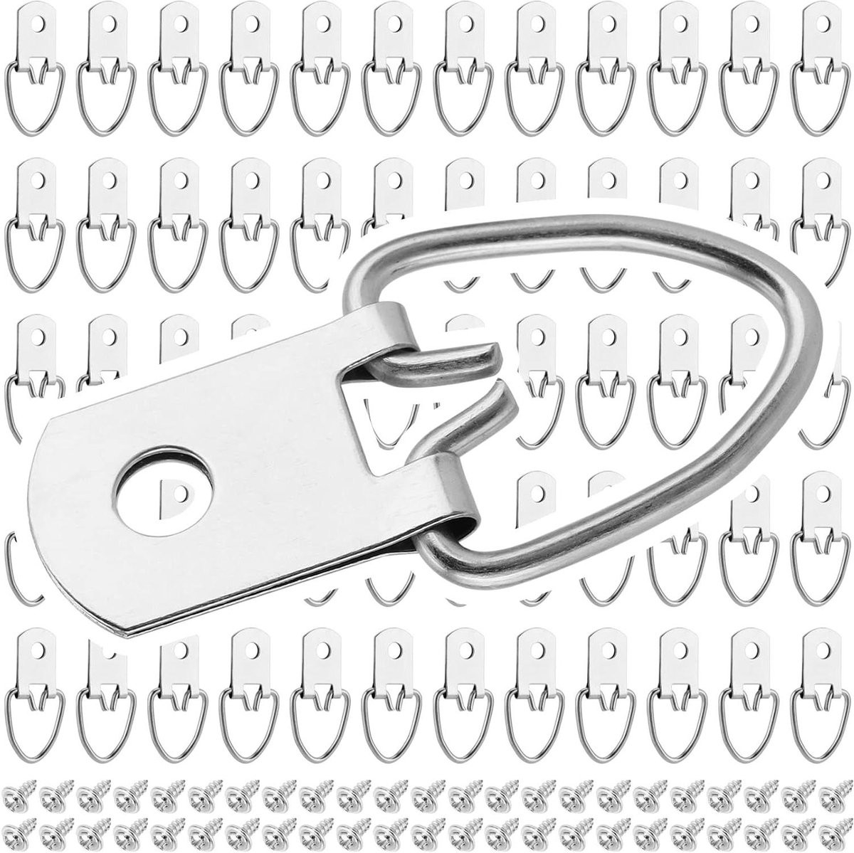 D-ring fotohangers zilver - Plat ontwerp - 32 cm