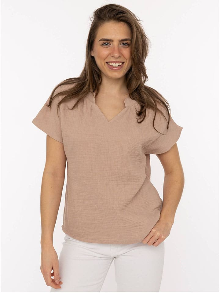 Zwillingsherz Musselin-Bluse in Beige - onesize
