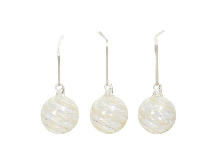 Broste Copenhagen Boule de Noël Swirl Off White-Clear