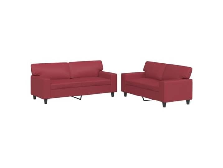 GHVBNMF 2-TLG Sofagarnitur Kunstleder 2-Sitzer Couch Set Weinrot Elegantem Kunstleder-Couchset fürs Wohnzimmer, inklusive 4 Kissen & robustem Metallgestell für gemütliche Entspannung.