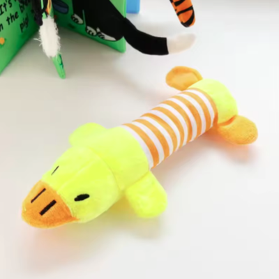 Discount Dollar Deals Soft Plush Squeaky Dog Toy For Small Dogs Durable Puppy Chew Toy yellow Duck