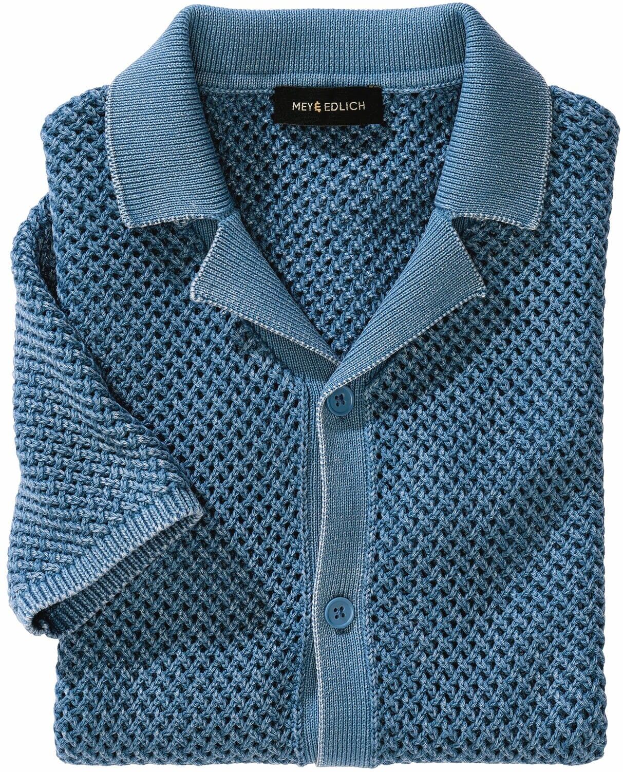 Mey & Edlich Waben-Strickpolo Blau 50