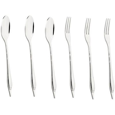 Besteck-Set MULEX "Mini Besteck bestehend aus 3x Löffeln und 3x Gabeln", silber (silberfarben), 6 tlg., Chromstahl, Essbesteck-Sets, praktisch für Camping, Picknick, Wandern - oder einfach für den Salat