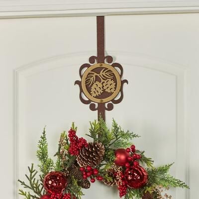 Touch Of Class Metal Overture Pine Cone Wreath Hanger Gold/Bronze, Pine Cone, Gold/Bronze