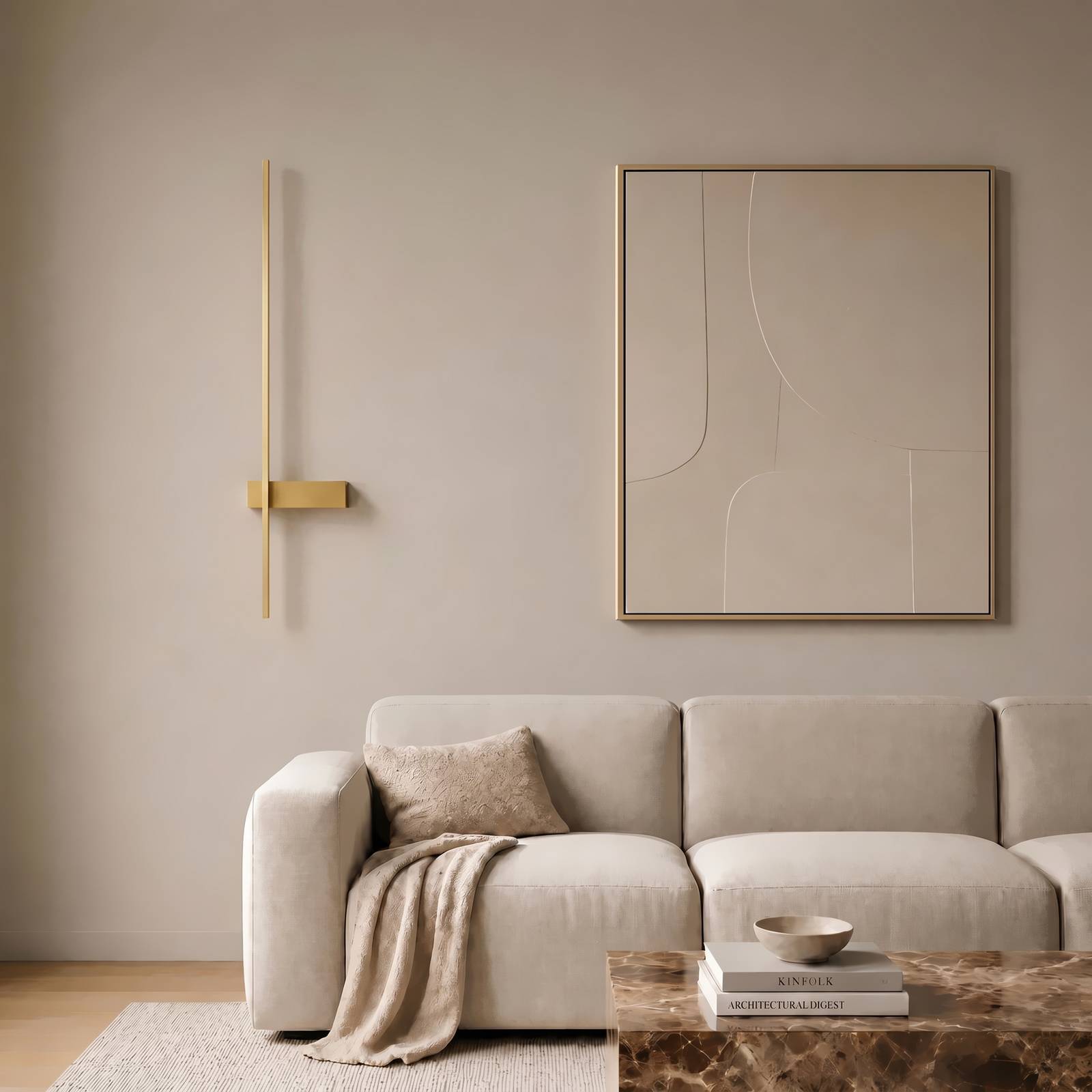 Wandlampe Natsumi Lindby, messing / gold, für Wohn- / Esszimmer, Aluminium, Modern, Wandleuchte, Wandlampe Innen