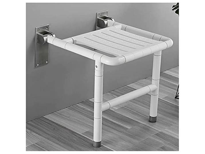 IXMLDAXD Der Stuhl, Folding Shower Stool Wall Mounted - Heavy Duty Bath Seat for Seniors & Disabled 350 kg Weight Capacity Space-Saving Fold Down with Non-Slip Rubber Feet(Wit)
