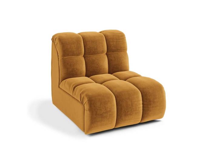Fauteuil pivotant modulable en velours moutarde