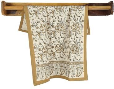 Hand Block Printed Cotton Kitchen Towels   27″ × 19″   Fair Trade   IVY (Set of 2)
