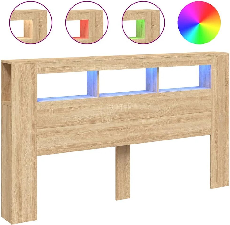 Clicnbuy Cabecero LED madera ingeniería roble Sonoma 180x18,5x103,5 cm