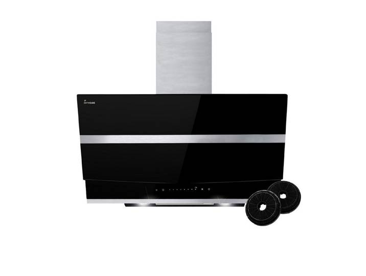 KKT KOLBE Wandhaube Dunstabzugshaube 80cm HERMES8005S Kopffreihaube / 80cm / Edelstahl / schwarzes Glas / LED / Sensortasten
