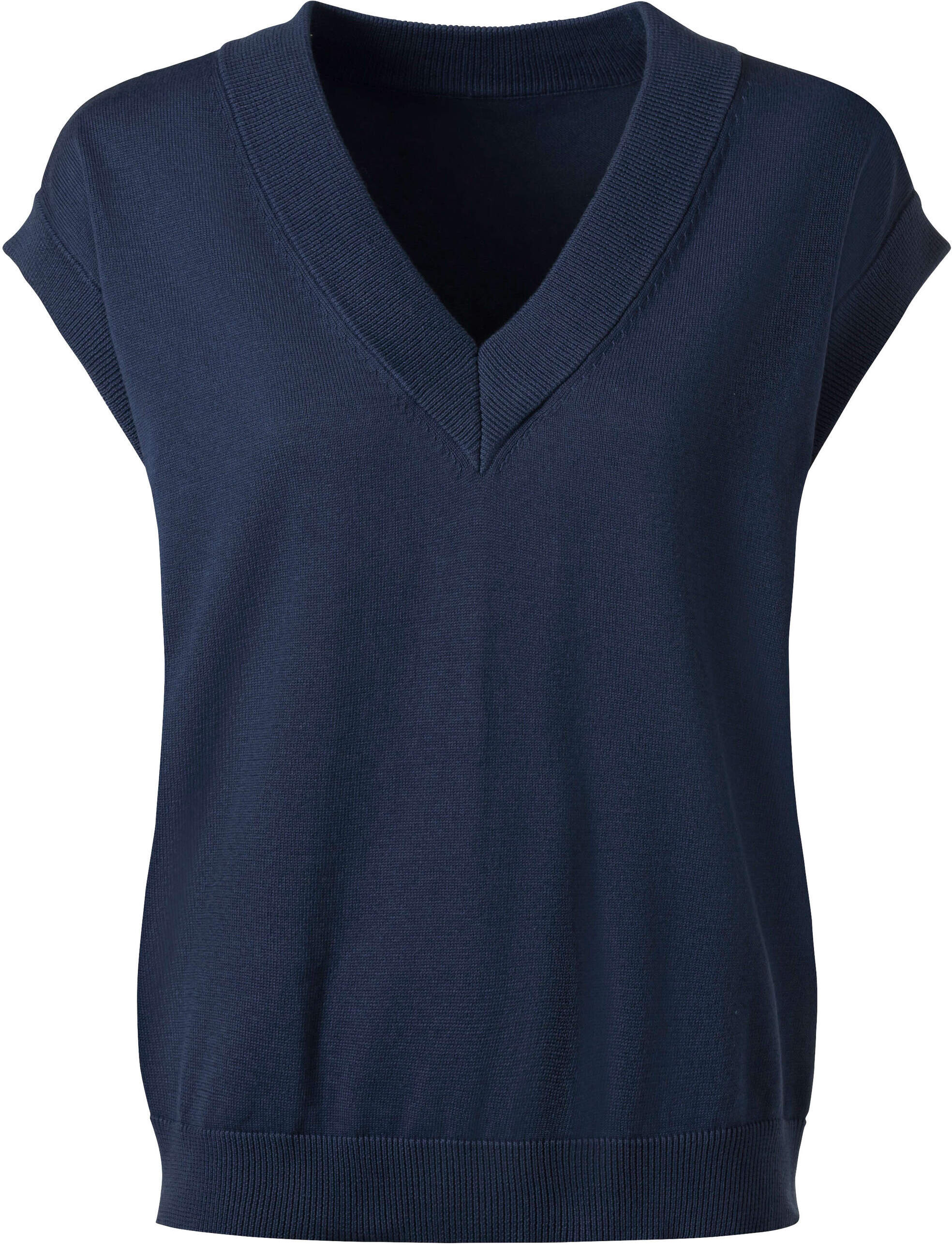 Pullunder WITT "Pullunder Pullunder aus weichem Feinstrick", Damen, Gr. 46, dunkelblau, Modisch, V-Ausschnitt, Pullover Pullunder