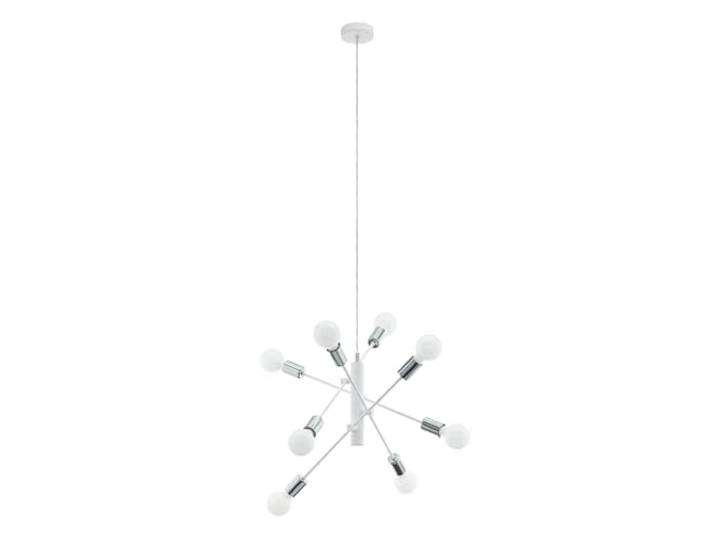 Eglo Suspension Gradoli\, lampe suspendue 8 flammes\, suspension en métal blanc et chrome\, lampe de salle à manger\, lampe de salon suspendue avec douille E27\, Ø 71 cm