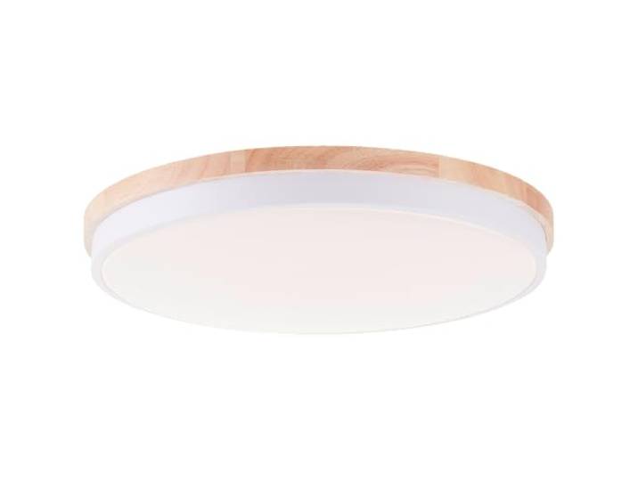 Brilliant LED Wand- & Deckenlampe mit Fernbedienung & CCT (3000 K - 6500 K) & hellbraunem Holz Rahmen vom Kautschukbaum Ø 50 cm 36 W 4500 lm aus/Kunststoff/Metall/Holz