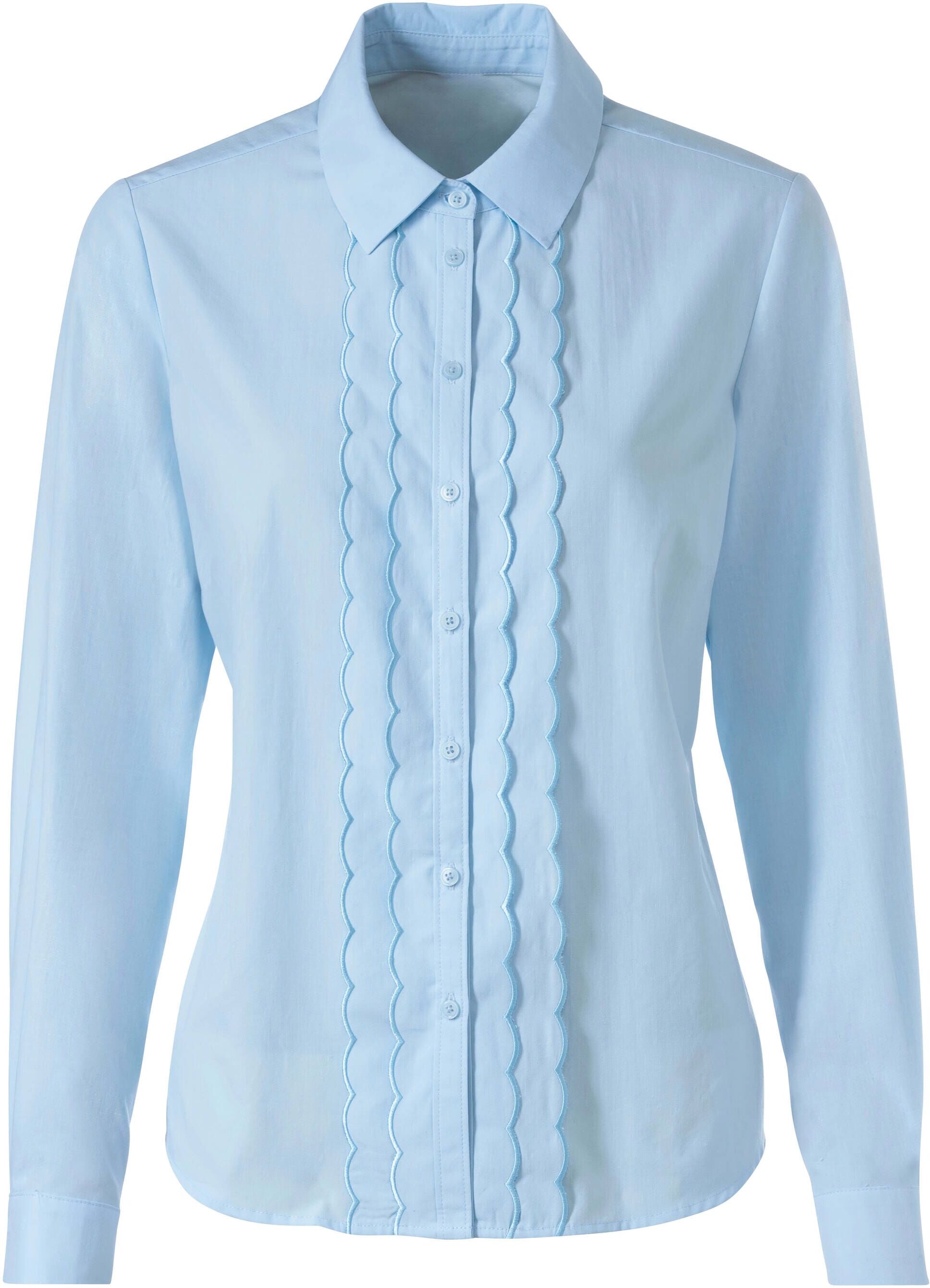 Klassische Bluse WITT "Bluse Langarmbluse mit Knopfmanschetten", Damen, Gr. 40, hellblau, Basic, Blusen Klassische Bluse