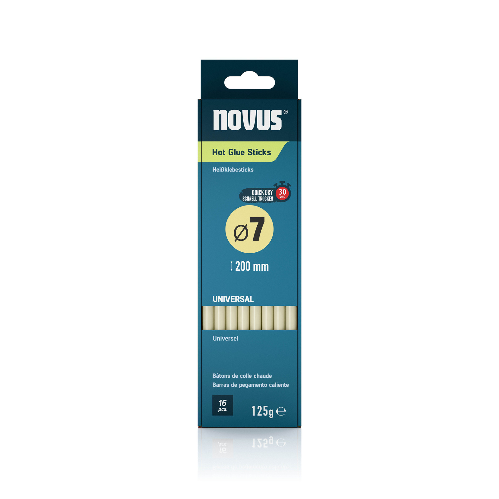 Novus Lijmpatronen 7 mm universeel - 16 stuks - Oplosmiddelvrij - Smeltpunt 75-85 °C