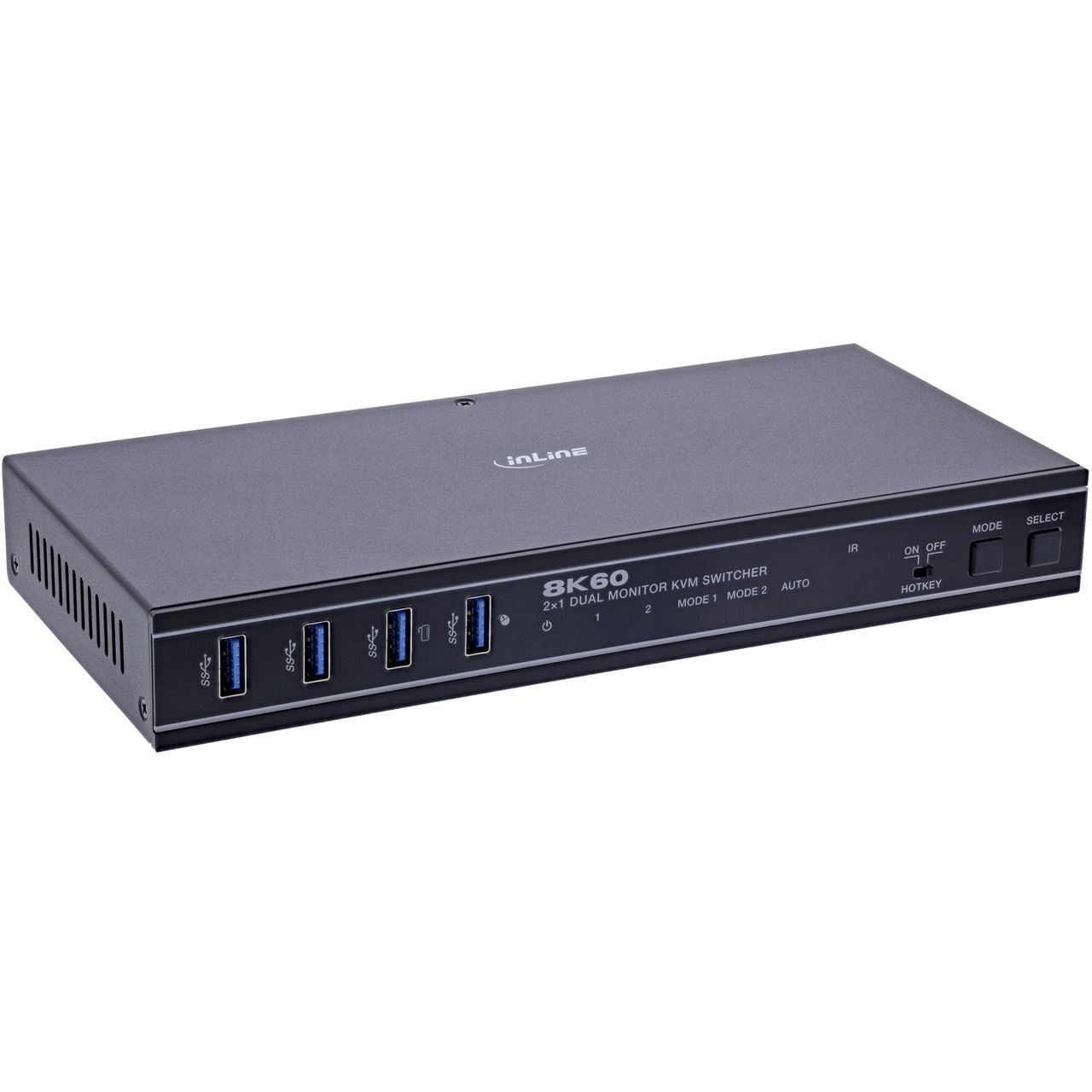 InLine KVM Switch, 2-fach, HDMI, Dual Monitor, 8K60Hz, USB Hub, schwarz