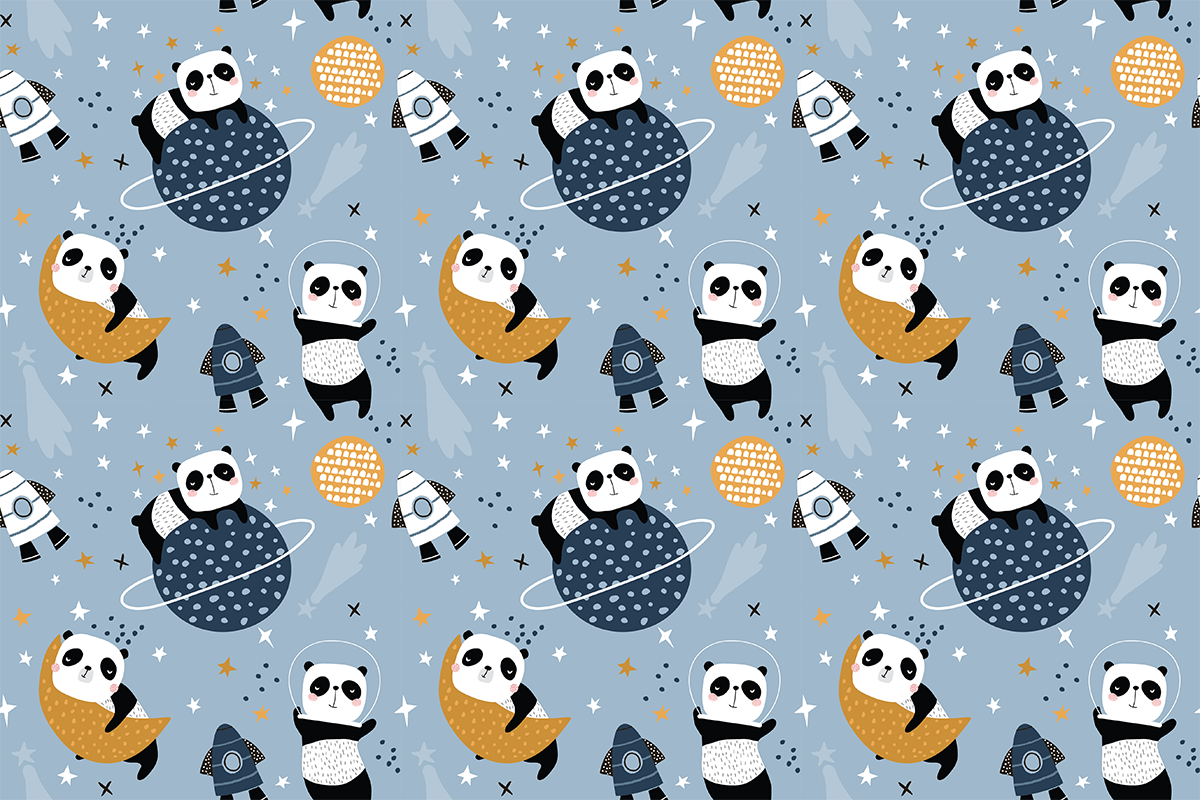 Ambiance-sticker Sticker meuble enfant pandas et les planètes