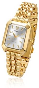 Fusion Finds Luxury Women's Square Watch With Gold Stainless Steel Strap & Quartz Movement gold White