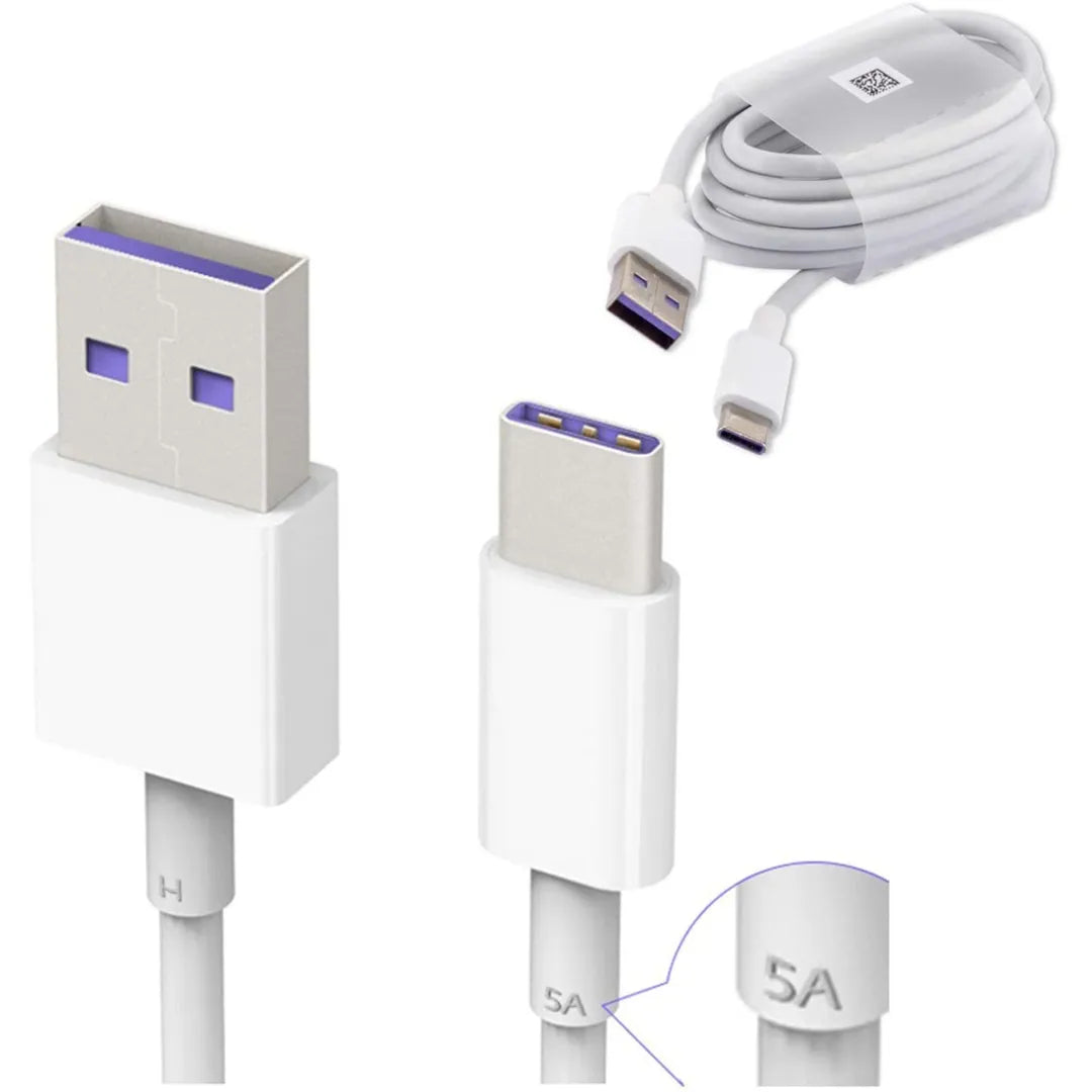 MediaRuler Huawei Original HL1289 5A USB 3.1 Typ C Superfast Ladekabel Weiß (für P9/Plus/P10/Plus/Mate 9/Nova/2)
