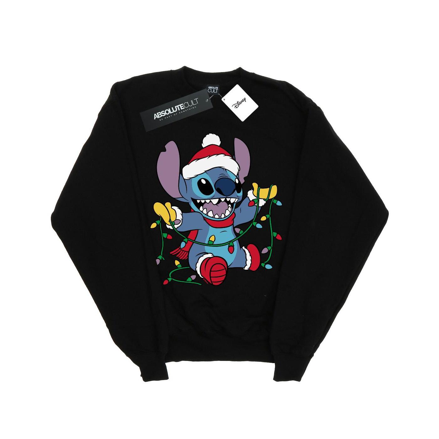 Disney Meisjes Lilo en Stitch Kerstverlichting Sweatshirt (Zwart)