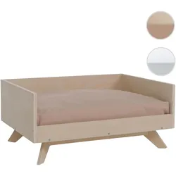 Tierbett HWC-Q64, Haustierbett Katzen-/Hundebett Tierkörbchen Tierliege, Holz FSC® 32x72x50cm ~ natur, Kissen beige