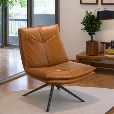 "24.6"" Vegan Leather Swivel Accent Chair with X-Shape Pedestal and 360-Degree Rotation and Chic Stitching"