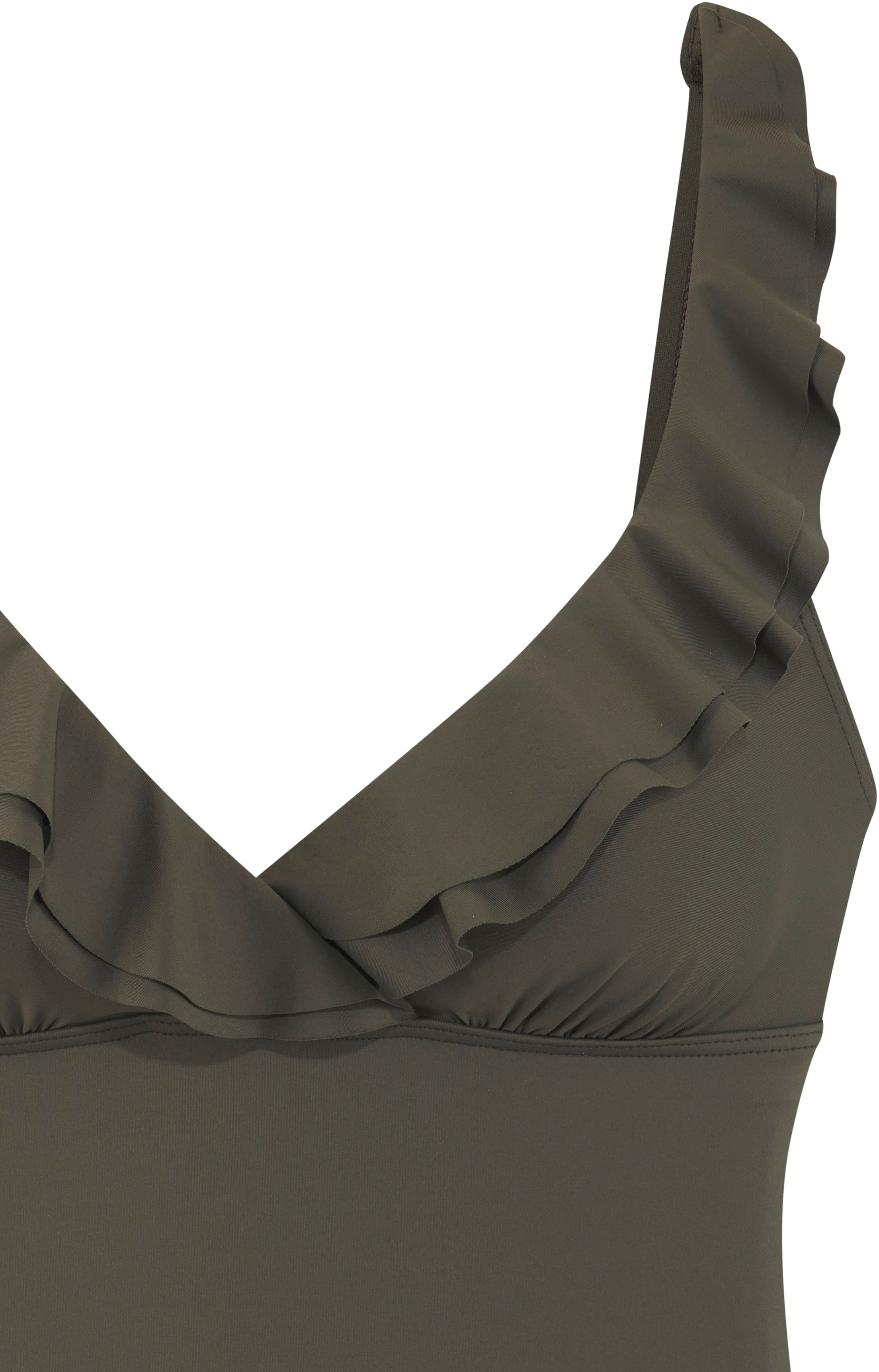 Badeanzug JETTE, Damen, Gr. 36, Cup C, grün (oliv), Polyamid, Badeanzüge Badeanzug, mit eleganter Rüsche und Shaping-Effekt oliv 36, Cup C