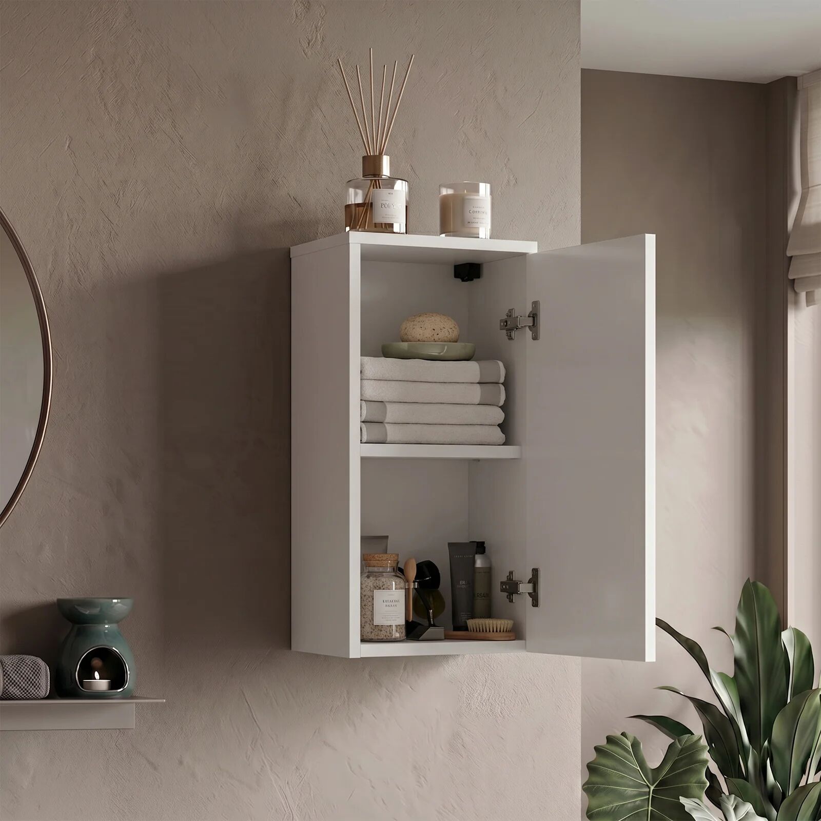 garneroarredamenti Pensile bagno sospeso 30x60h cm 1 anta bianco Woters