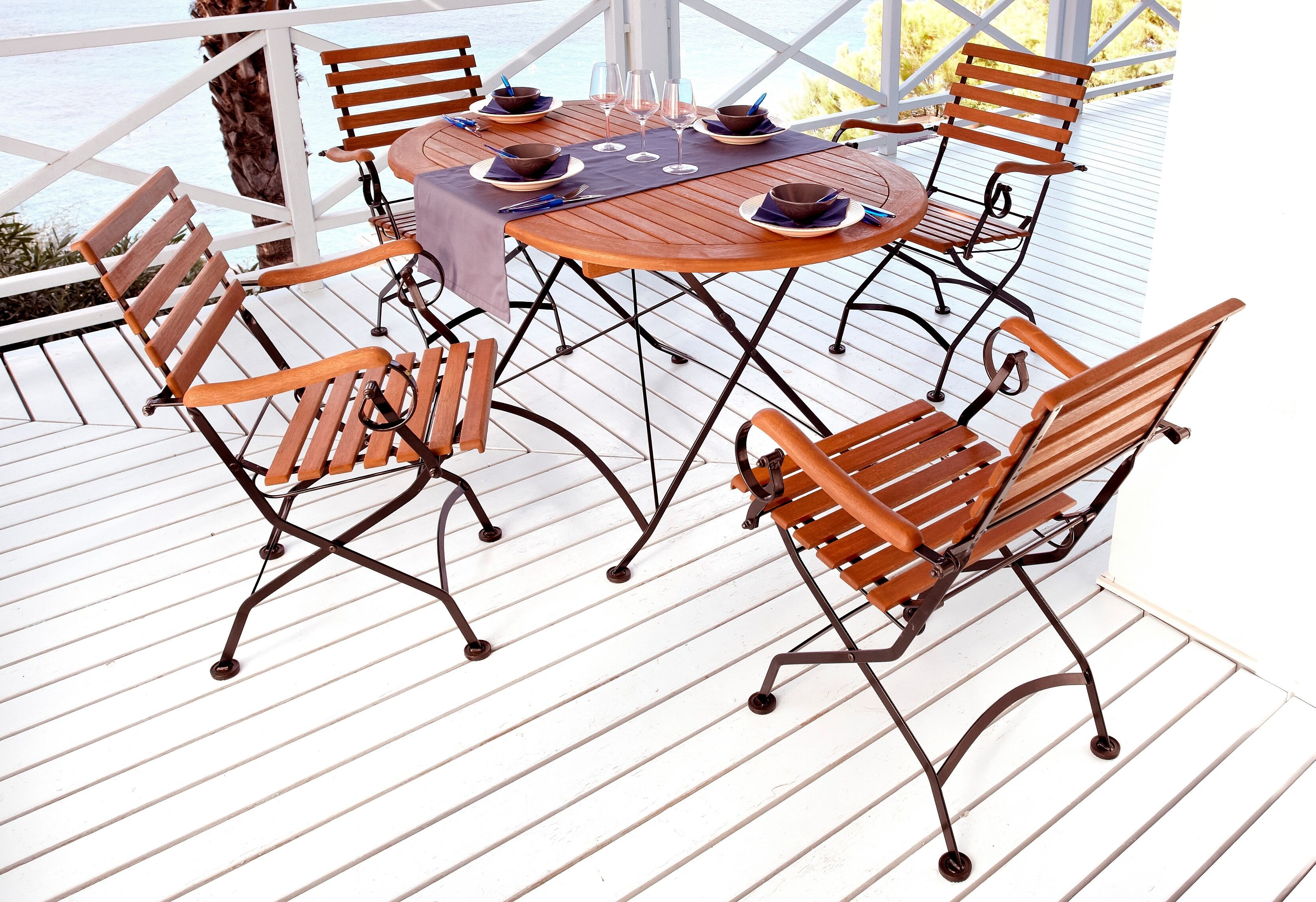 Garten-Essgruppe MERXX "Schlossgarten", braun, Sitzmöbel-Sets, Garten-Essgruppe braun Einheitsgröße