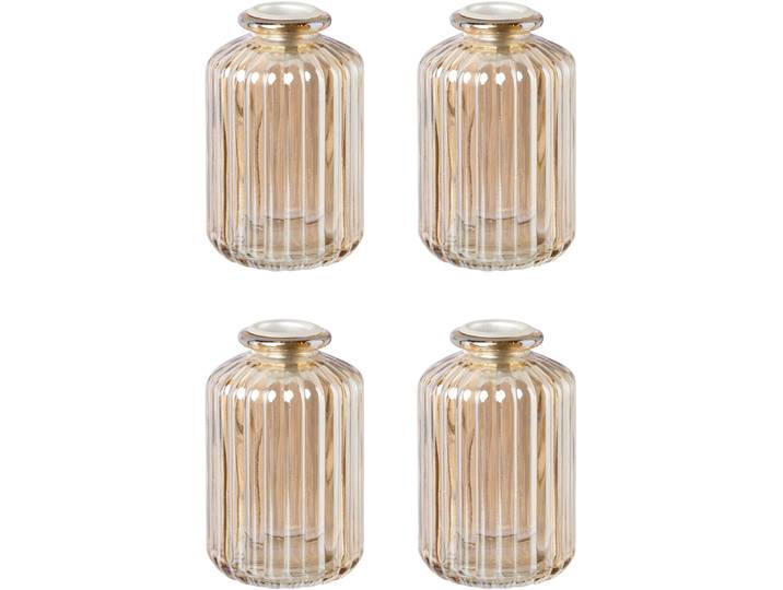 Kerzenhalter CREATIV DECO Weihnachtsdeko , gold (goldfarben), H:10cm Ø:6cm, Glas, Kerzenhalter, Kerzenhalter, Glas mit hübscher Reliefstruktur