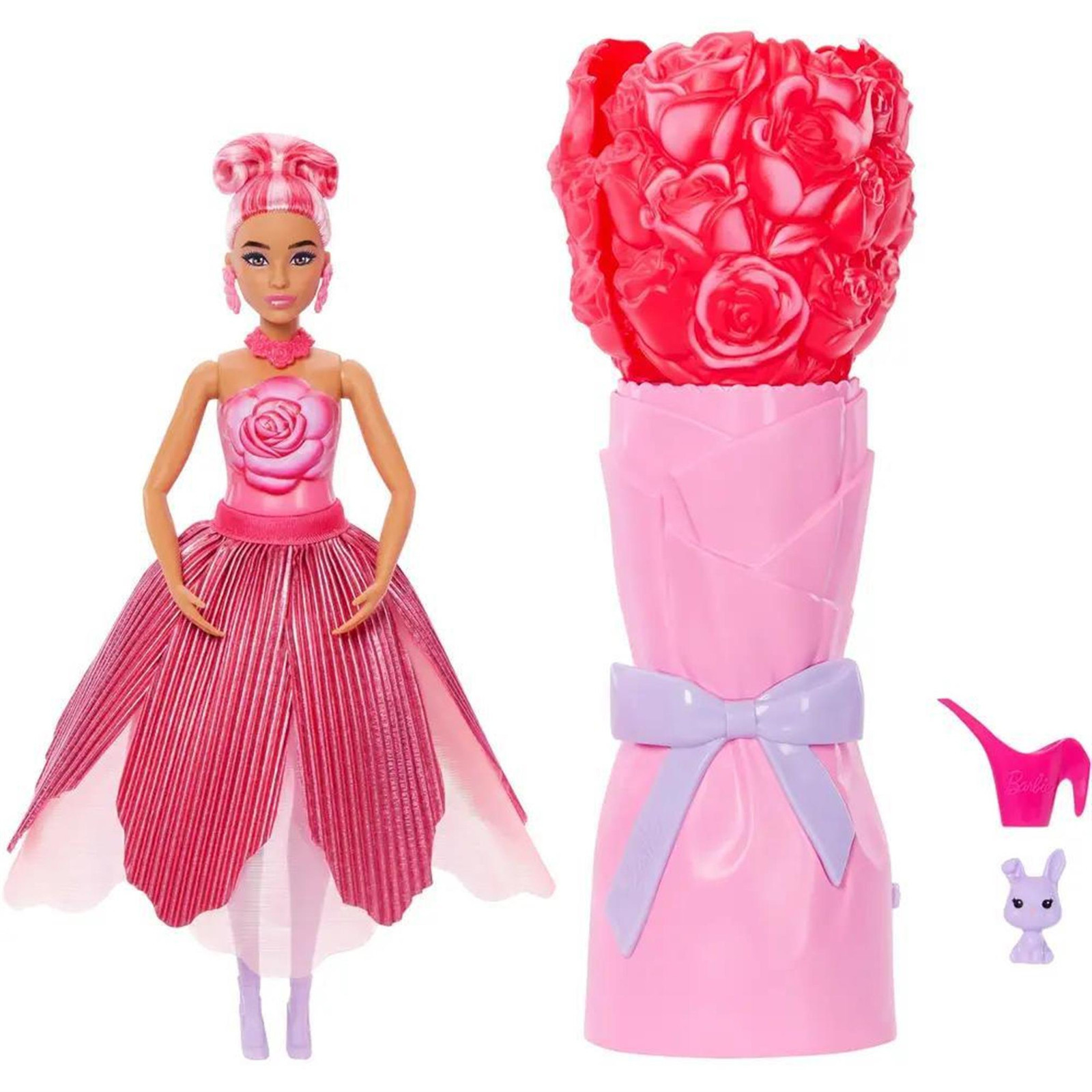 Barbie Petal Pop geurende modepop met accessoires in de kleur Pink Red
