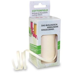 Präsent Geschenkband Cottonfield, creme, Kräuselband aus Baumwolle, 5mm x 100m, matt