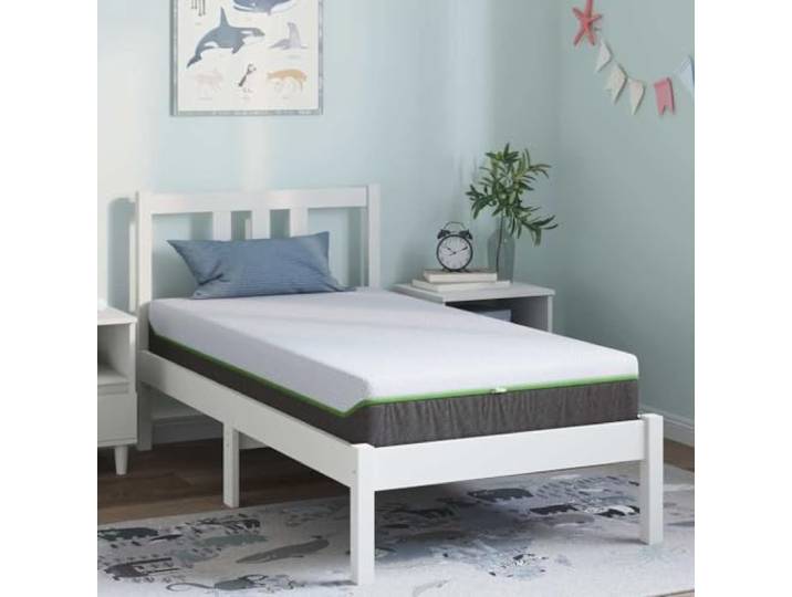 Matratze Mittelweich 80 x 160 cm Weiß und Grau Taschenfederkern,7-Zonen-Design,Gel-Memory-Schaum,einzeln verpackte Federn,Seitenschläfer,pflegeleicht