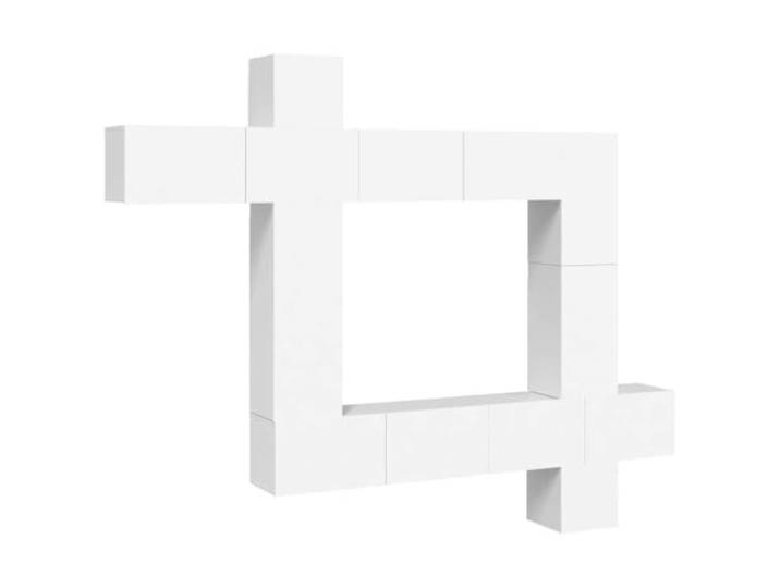 GHVBNMF 9-TLG. TV-Schrank-Set Modul Hängeschrank Weiß Holzwerkstoff Modulares 9-teiliges Aufbewahrungssystem für Wohnzimmer: Wandmontage spart Bodenfläche und sorgt für maximale Ordnung.