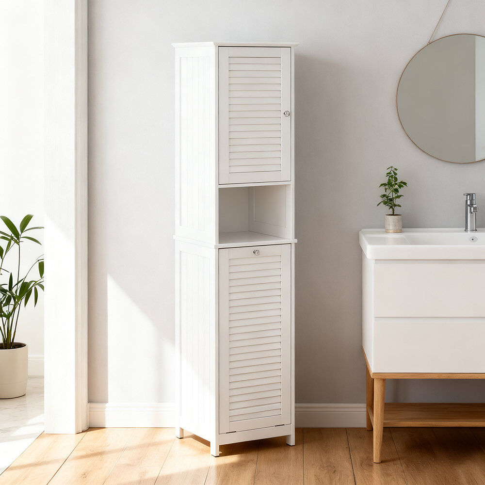 Marlow Home Co. Lyonsdale Linen Cabinet White 170cm H X 40cm W X 38cm D