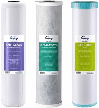 iSpring F3WGB32BPFKDS Filter Set for WGB32B-PFKDS System, SGS-Tested to Reduce PFAS, Scale, Heavy Metals, Chlorine, Corrosion
