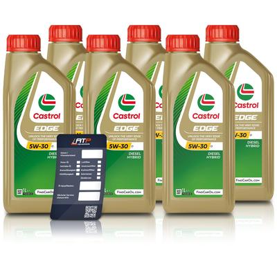 Castrol 6x 1 L EDGE 5W-30 C1 + Ölwechsel-Anhänger [Hersteller-Nr. 15F826]